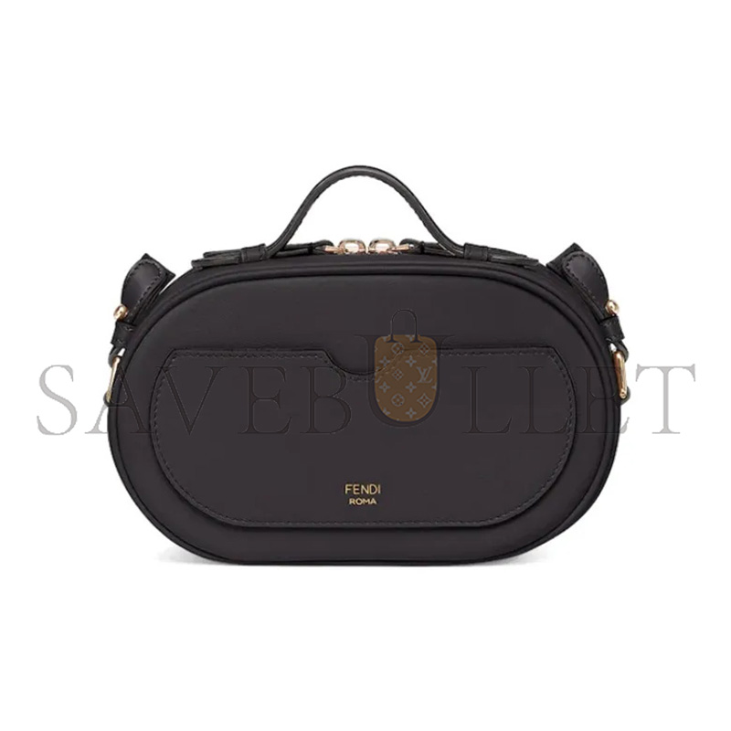 FENDI VITELLO GRACE MATTE O'LOCK MINI CAMERA CASE LIGHT BLACK 8BS058A5DYF0KUR (21*13*8cm)